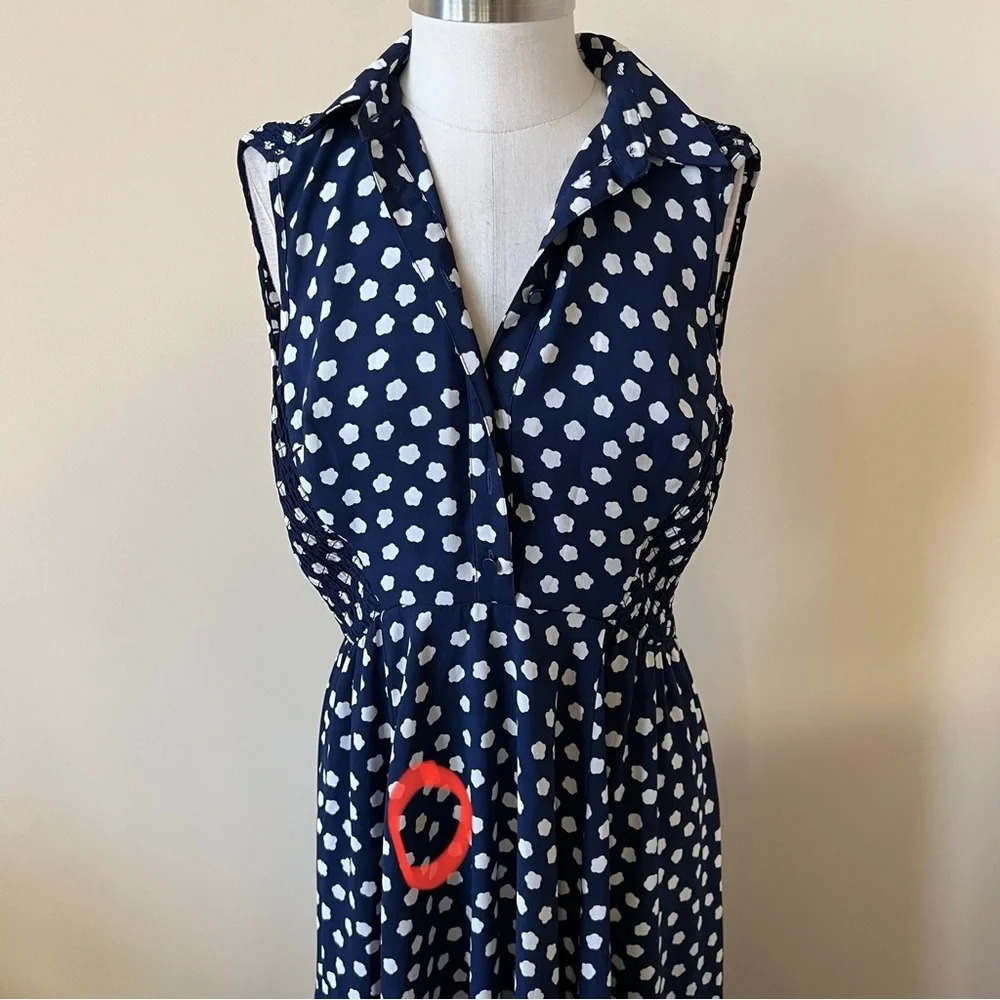 Kate Spade could floral dot patterned midi sleeveless shirt dress 17229 - Picture 13 of 16